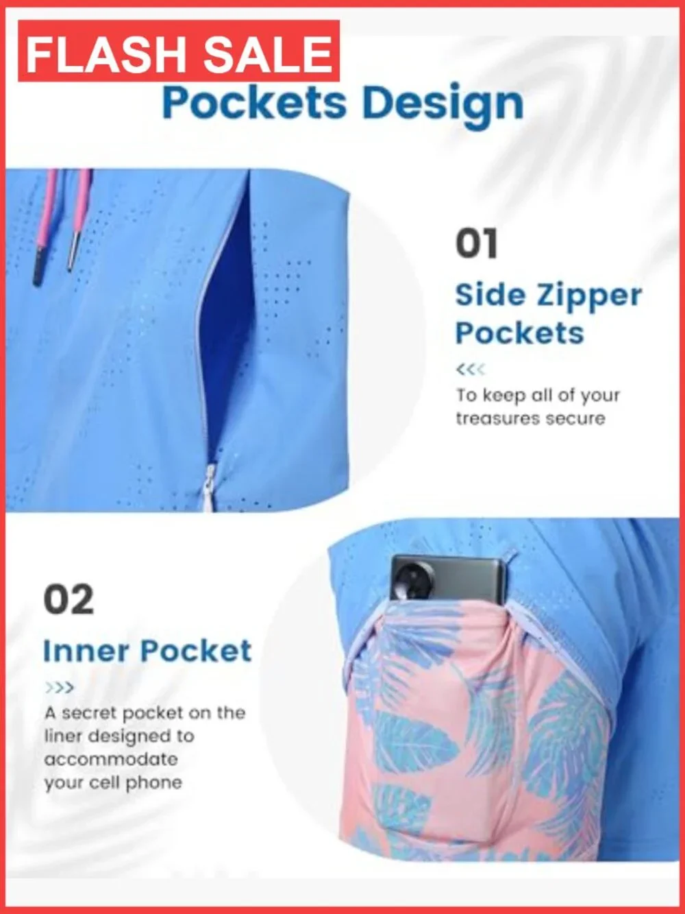Mens Swim Trunks with Compression Liner 5